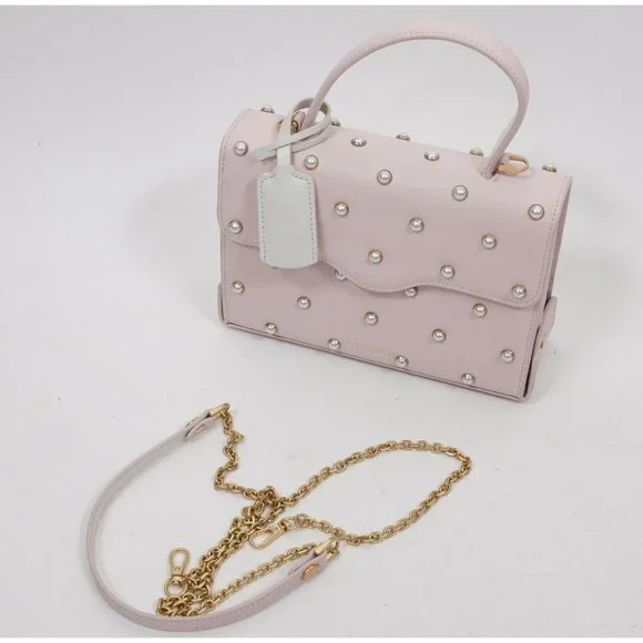 New Lulu Guinness bag pearl leather QUEENIE handbag pink studded - Picture 7 of 13